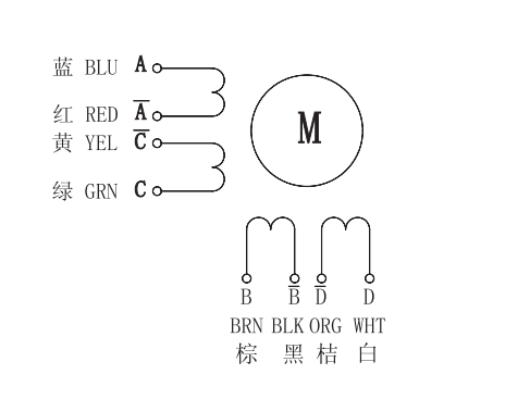 57mm 两相混合式步进电机接线方式：